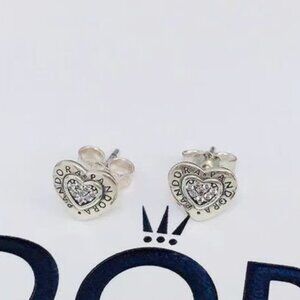 PANDORA Logo Heart Stud Earrings